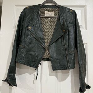RACHEL Rachel Roy Dark Green Leather Jacket